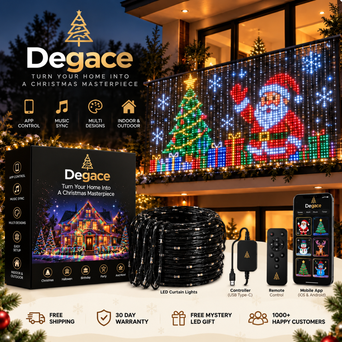 Degace™ Smart Animated Christmas Balcony Lights